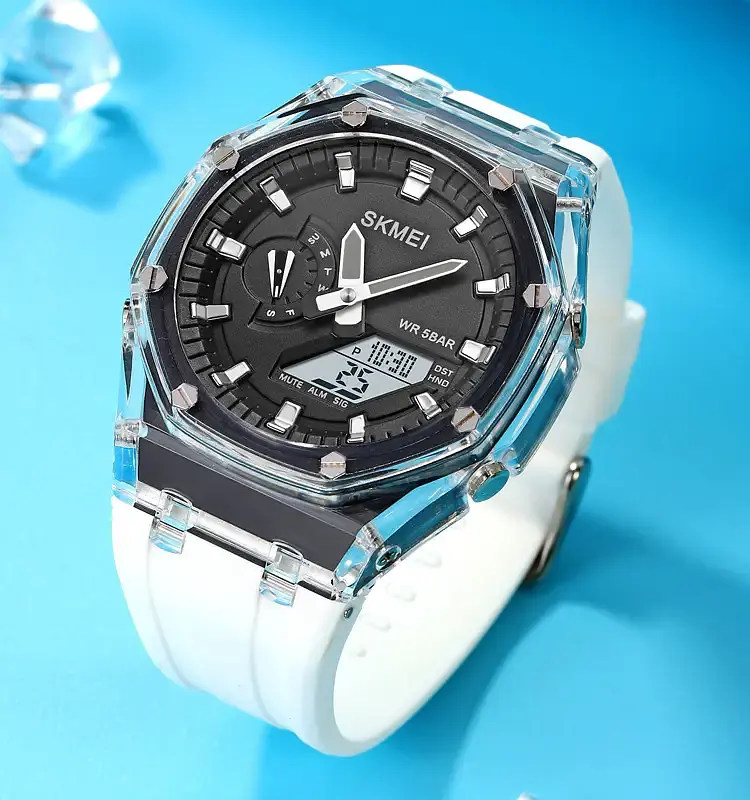 Наручний годинник чоловічий Skmei 2100 White Black, 2100WTBK (18435) - фото 5