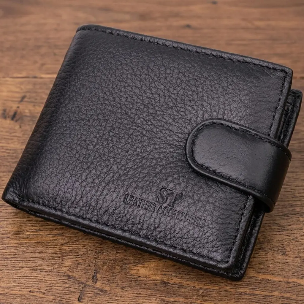 Невеликий місткий гаманець із натуральної шкіри ST Leather 22456 чорний - фото 11