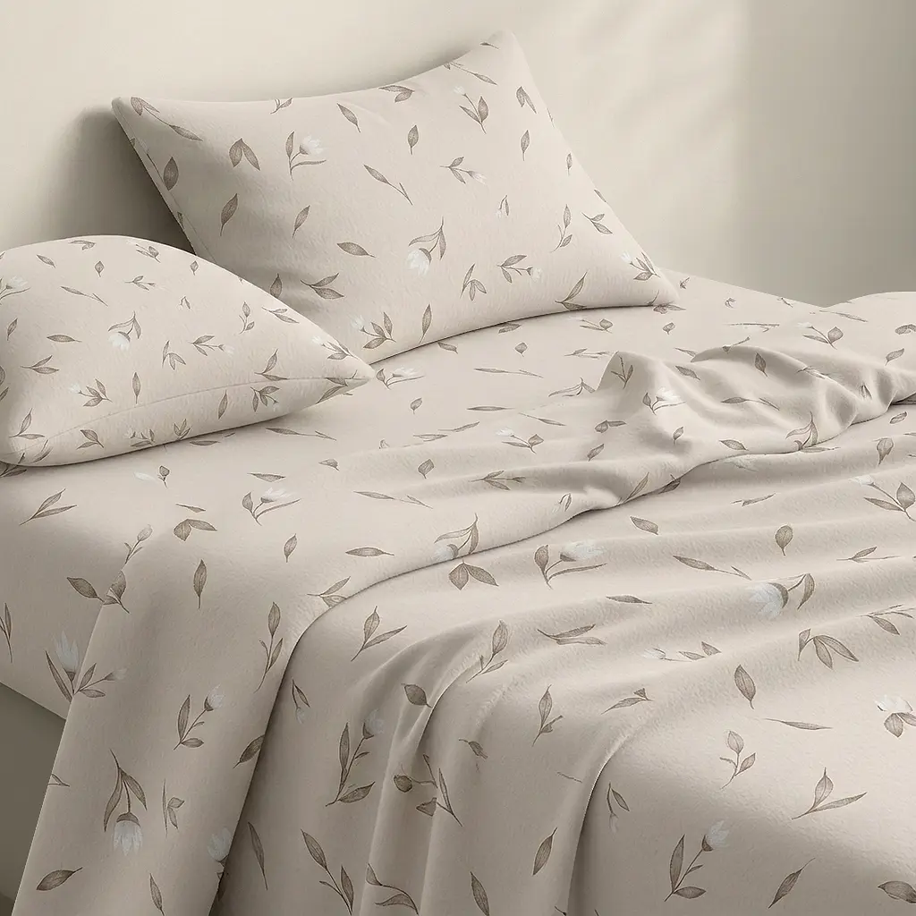 Простирадло на резинці фланель 90х200 BEIGE FLORAL COSAS (4822052499429) - фото 2