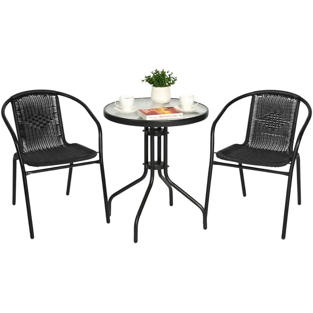 Садові меблі Chomik Bistro New стіл та 2 стільці чорний - фото 3