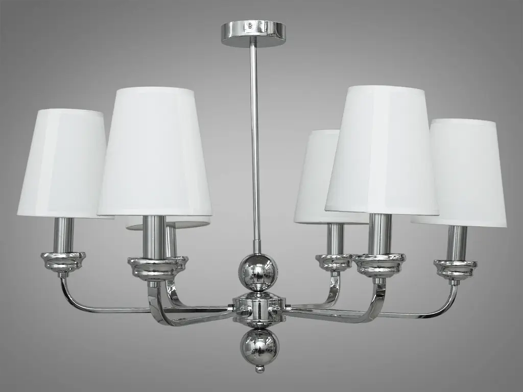 Изысканная, современная люстра с абажурами на 6 ламп, цвет-хром - фото 2