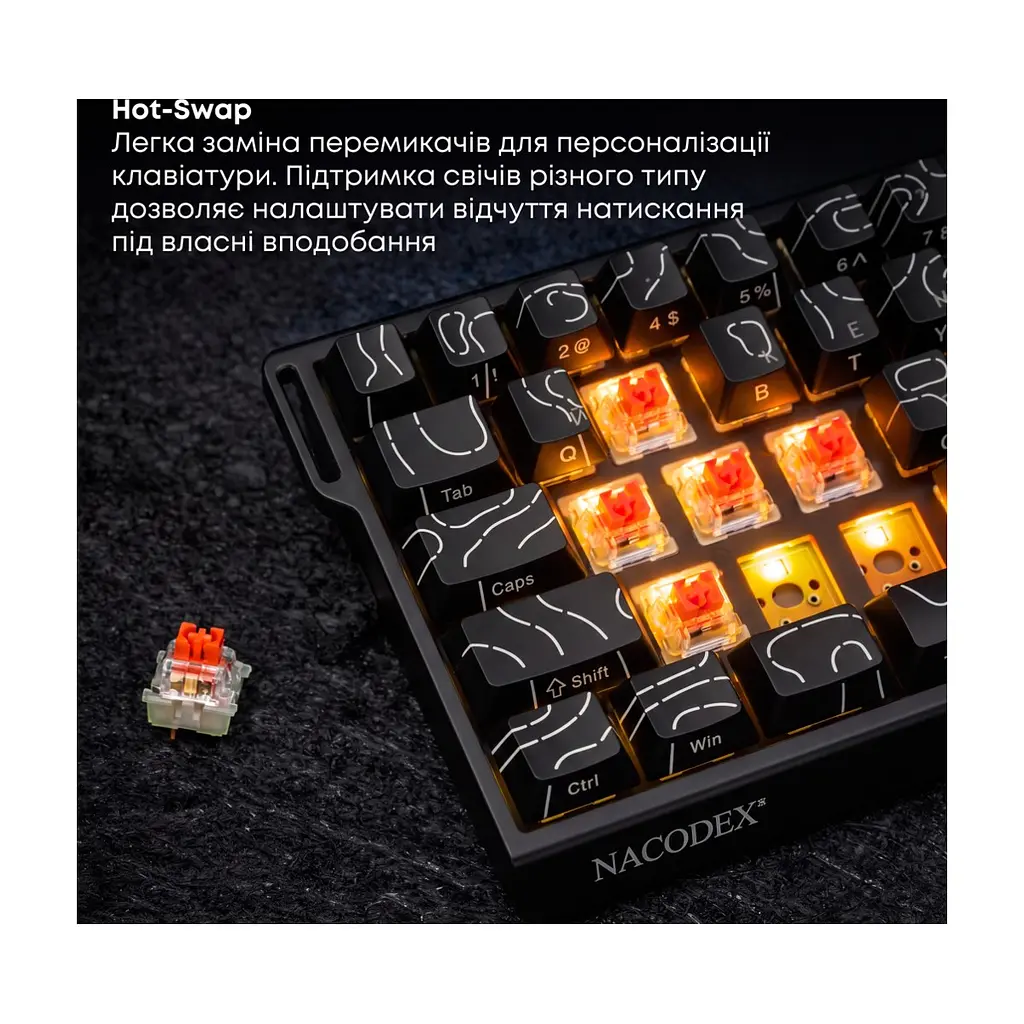 Клавіатура Ajazz NacodeX NK68 V2 Red Switch LED USB UA Black (NK68-V2-R-S-B) - фото 2