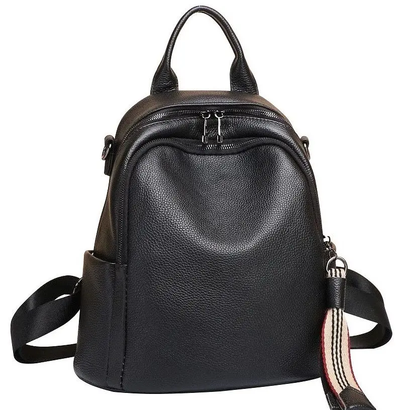 Шкіряний жіночий рюкзак міський чорний Olivia Leather 6711 - фото 11