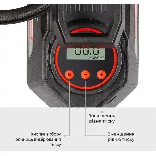 Автокомпрессор Gemix Model M black/red цифровой поршневой манометр функция Autostop фонарик 35 л/мин - фото 3