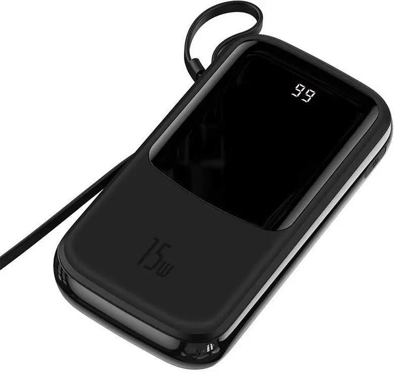 Внешний аккумулятор Baseus PPQD-F01 Qpow 20000 mAh 15w с кабелем iPhone черный - фото 2
