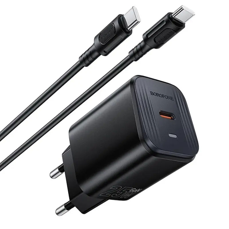 СЗУ Borofone BAS84A Star PD25W (1USB-C) + кабель Type-C to Type-C Black - фото 4