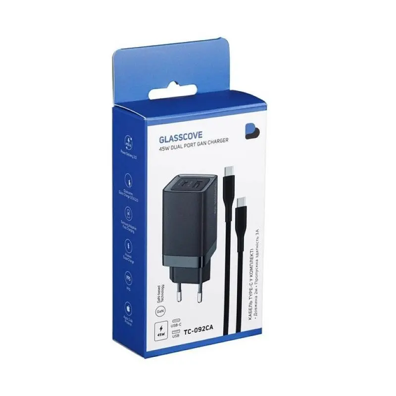 ЗП Glasscove 45W GaN TYPE-C + USB (TC-090CA) - фото 6