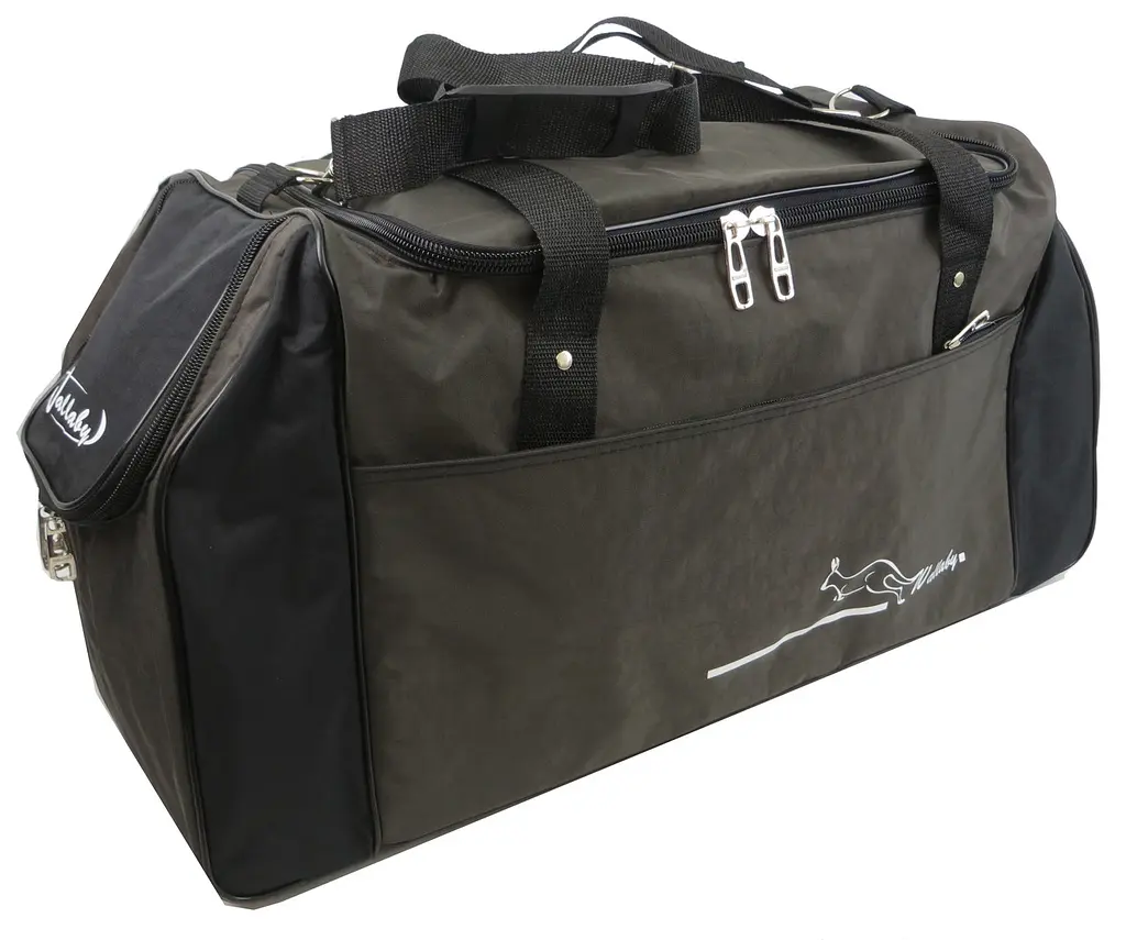 Сумка спортивна Wallaby з нейлону 59 л 48×32×28 см Хакі з чорним - фото 3