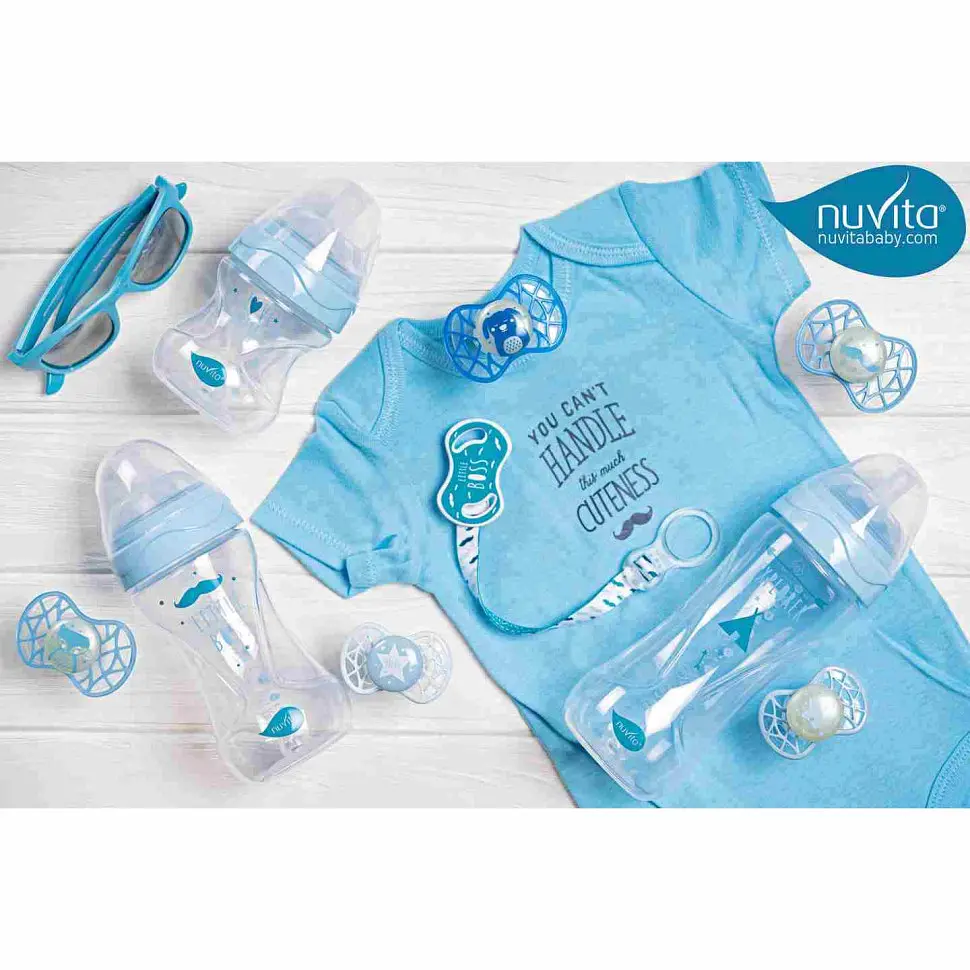 Пустышка Nuvita 7065 Air55 Cool симметрическая 0m+ звезда голубая NV7065BS - фото 9
