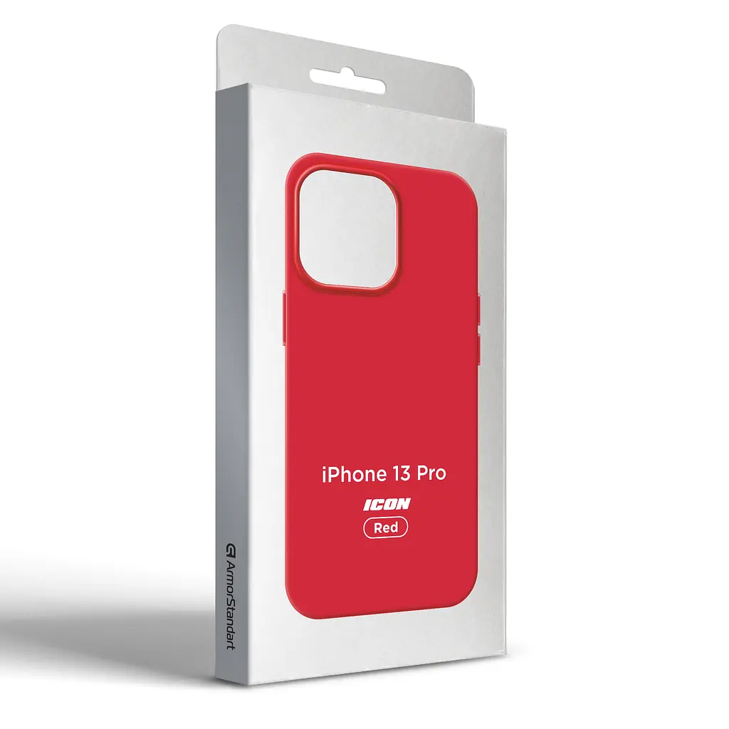 Силиконовый чехол для Apple iPhone 13 Pro, ICON2 Case, красный, противоударный, панель, защита всего корпуса, матовая поверхность Soft Touch, выступает над дисплеем, совместим с защитными стеклами и пленками, с микрофиброй, ArmorStandart (ARM60495) - фото 9