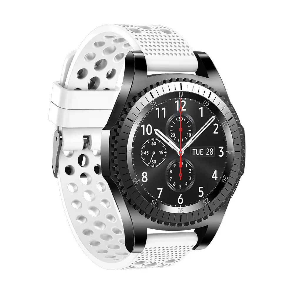 Силіконовий double перфорований ремінець Watchbands для Samsung Galaxy Watch 46mm SM-R800NZSA білийширина кріплення 22мм (WB009DUBLEPERFWHITE146) - фото 2