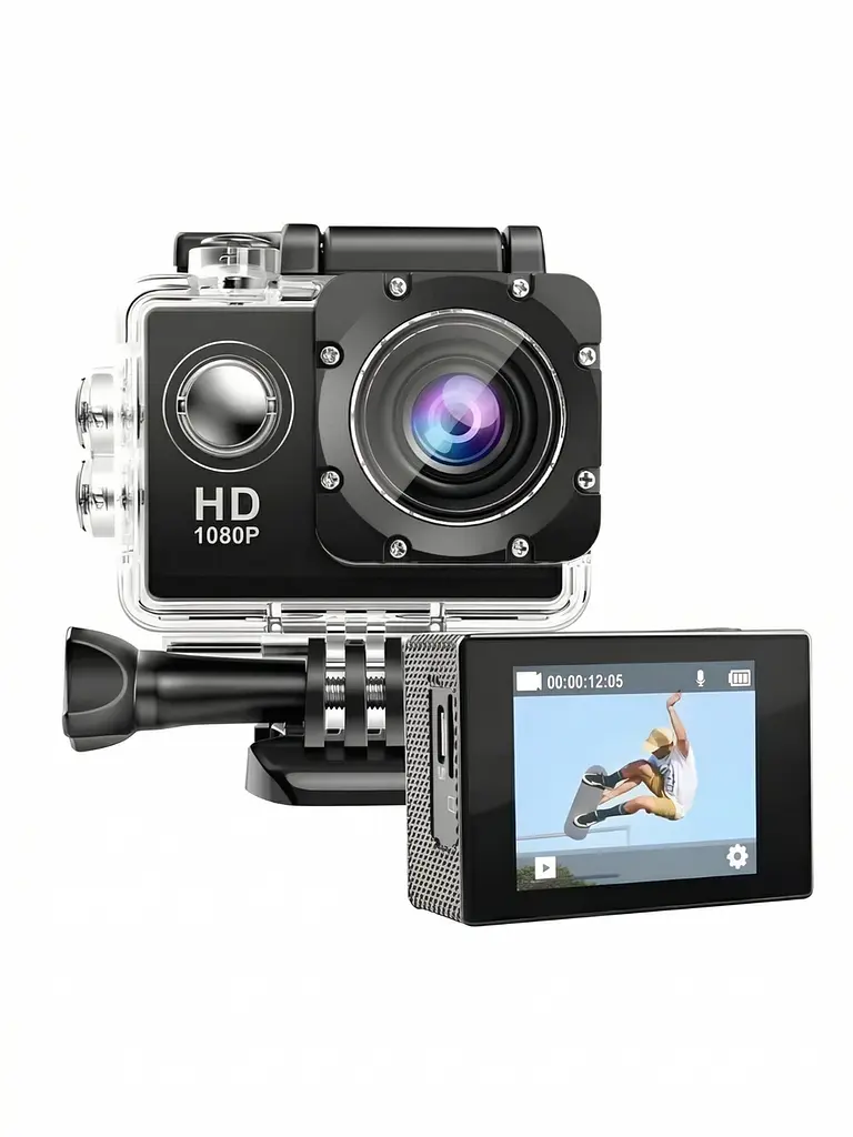 Екшн-камера водонепроникна Sports Action Camera HD 1080p для підводної зйомки до 30 м 170° з аквабоксом, чорна (7944469487) - фото 8