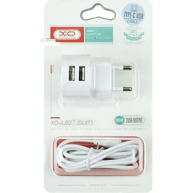 Сетевое зарядное устройство XO L62 2.4A/2USB White - фото 4