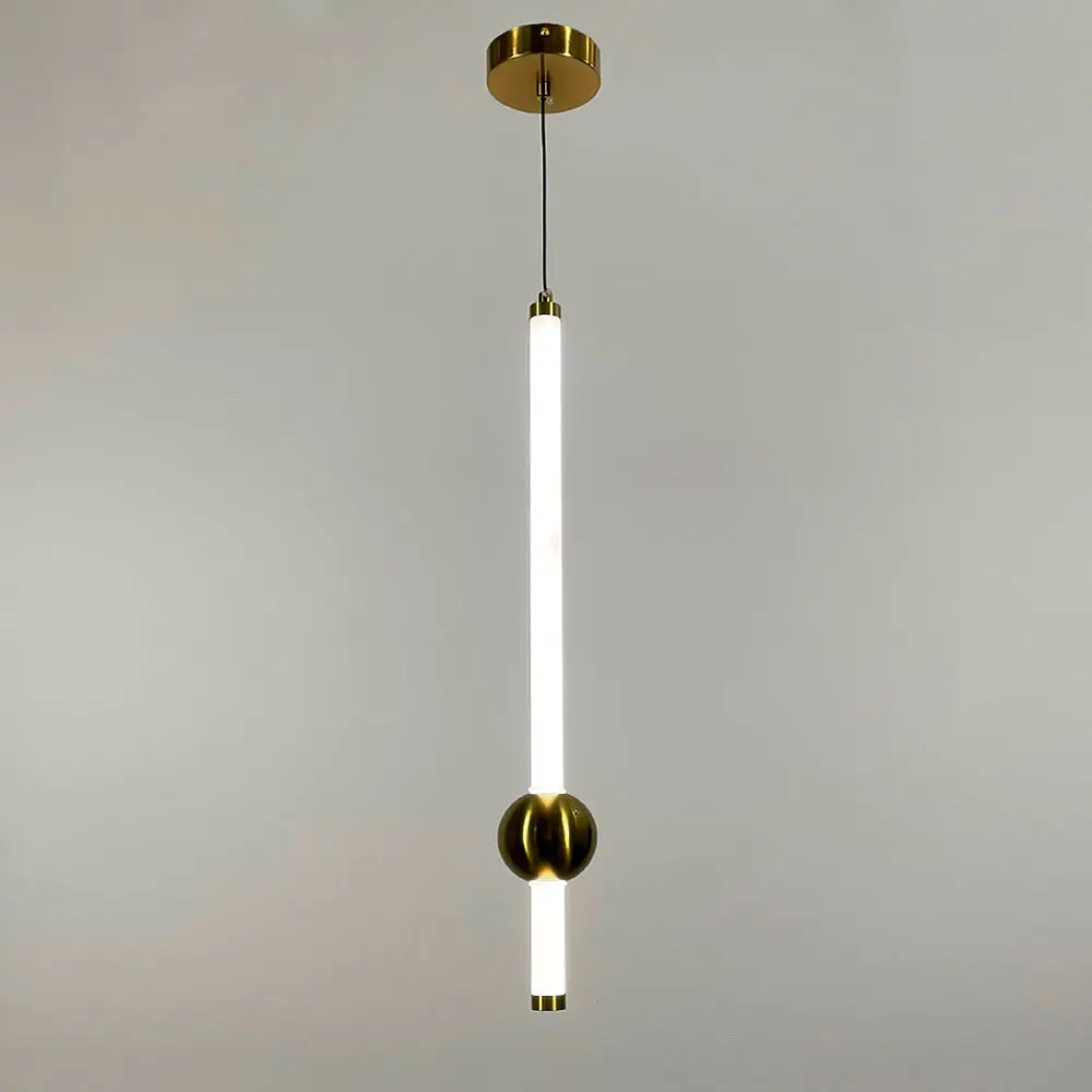 Led светильник в вертикальной форме 60 см с латунным шариком | Line F | Арт. YG517A/600 VL AB - фото 2
