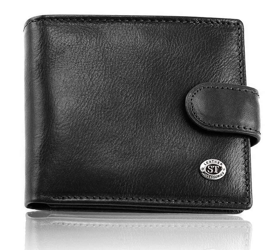 Стильне шкіряне портмоне ST Leather В 103 чорне 9,5 см - фото 11