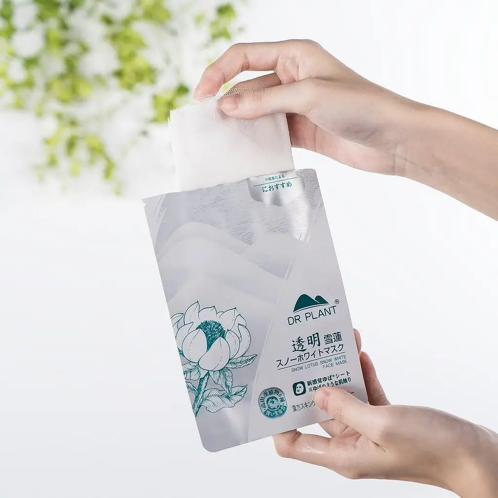 DR.PLANT Snow Lotus Snow White Face Mask зволожуюча маска для обличчя для тьмяної шкіри, 1 шт - фото 5