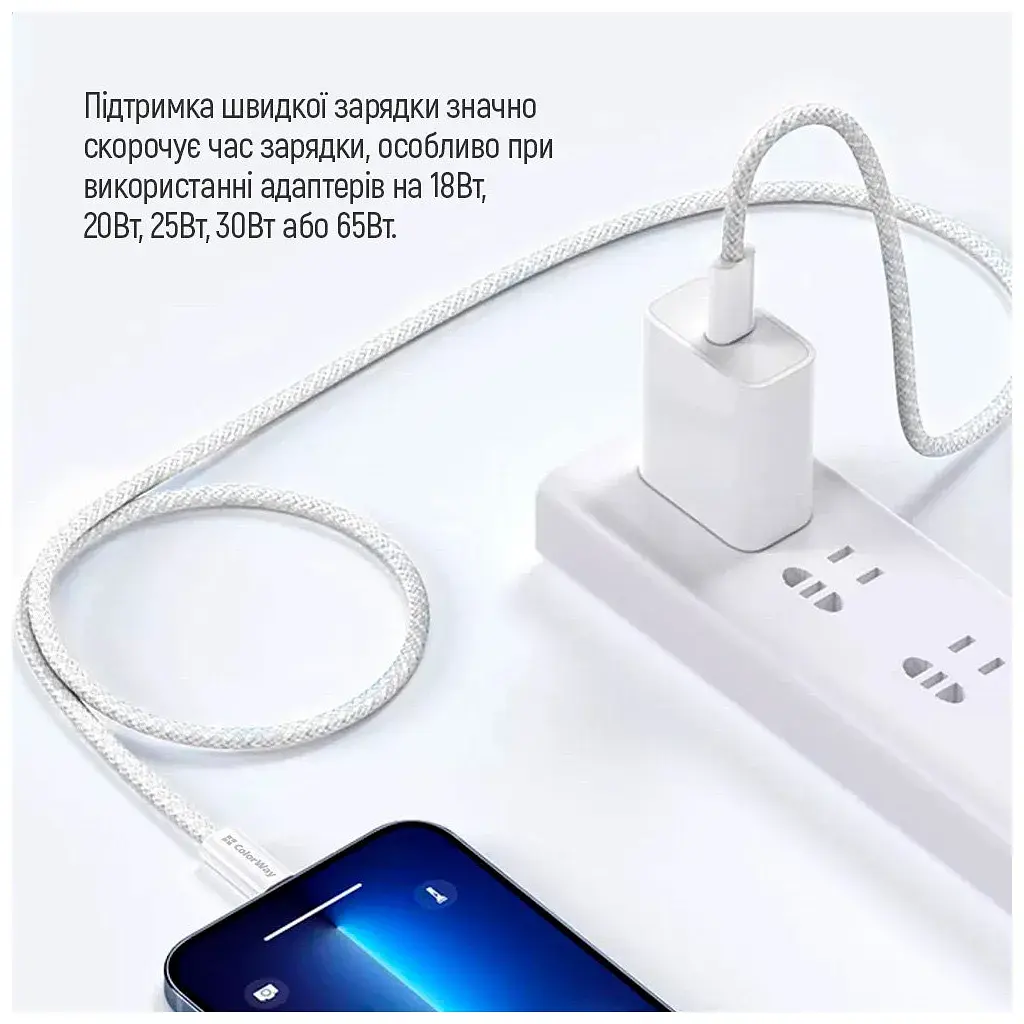 Дата кабель USB-C to USB-C 1.0m 60W 3.0А grey ColorWay (CW-CBPDCC061-GR) - фото 11