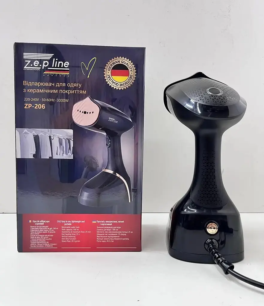 Ручной вертикальный отпариватель Zepline ZP-206 с керамическим покрытием 3000 Вт для одежды 4500 мл Черный - фото 5