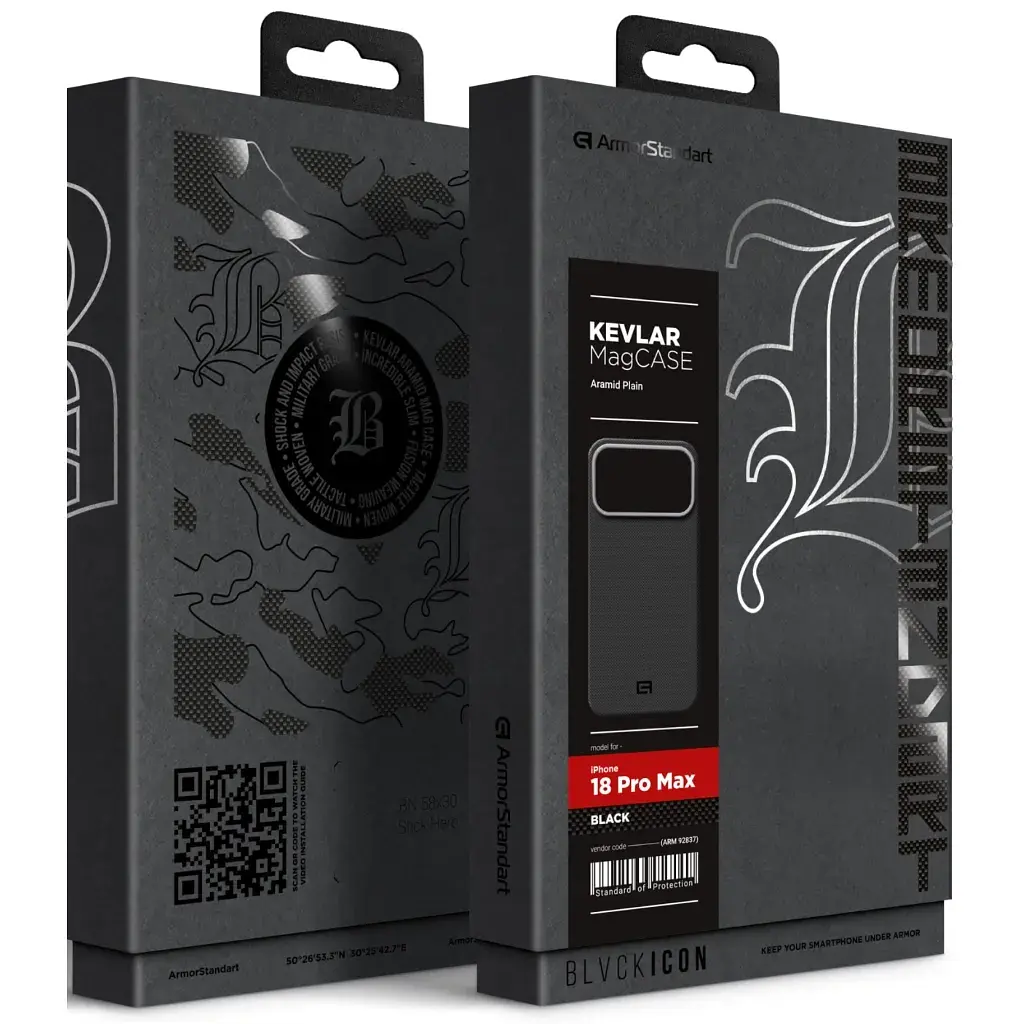 Чохол до мобільного телефона Armorstandart BlackIcon Aramid Plain MagCase Apple iPhone 18 Pro Max Black (ARM92837) - фото 10