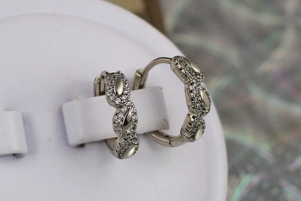 Сережки кільця Хuping Jewelry тріо 1.6 см сріблясті - фото 2