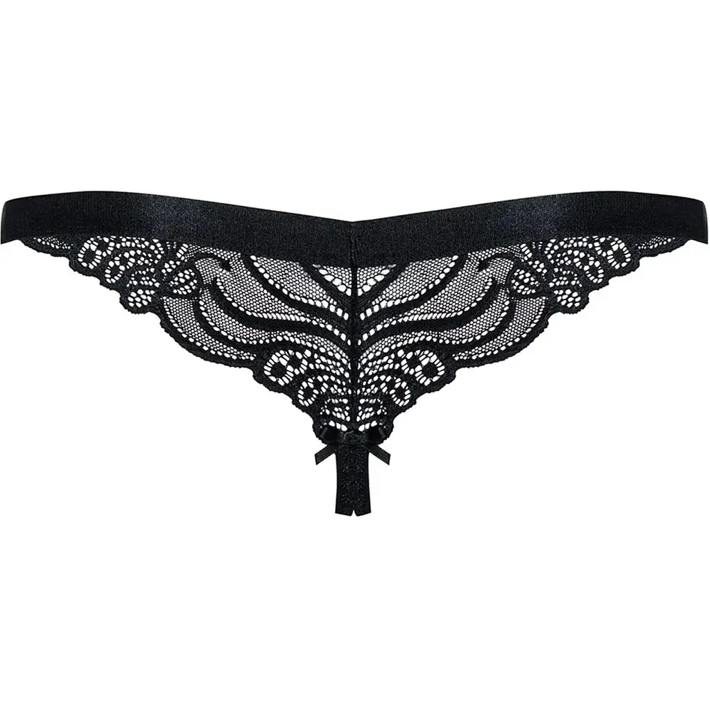 Мереживні танги з доступом Obsessive 828-THC-1 crotchless Thong S/M, чорні - фото 2