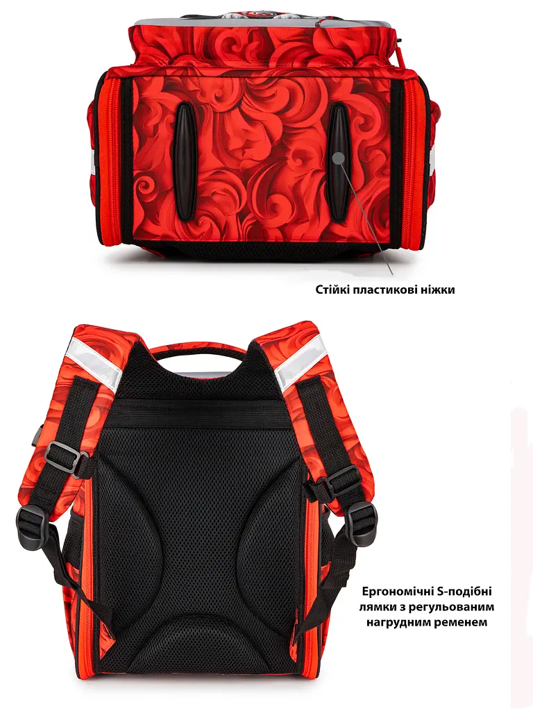 Ортопедичний шкільний рюкзак (ранець) School Standard 3 в 1 для дівчинки 570 гр 14,5 літрів Червоний - фото 5