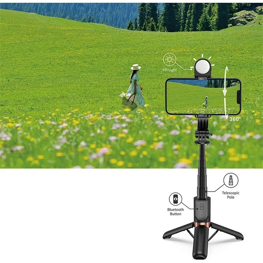 Селфі-монопод WiWU Detachable Tripod Selfie Stick Black (Wi-SE011) [134201] - фото 7