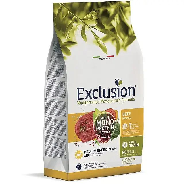 Сухий корм для дорослих собак середніх порід Exclusion Noble Grain Adult Beef Medium Breed, з яловичиною, 12 кг - фото 2