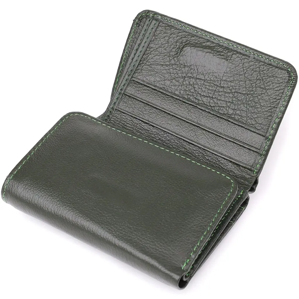 Маленький гаманець зручного формату із натуральної шкіри ST Leather 23076 зелений - фото 9