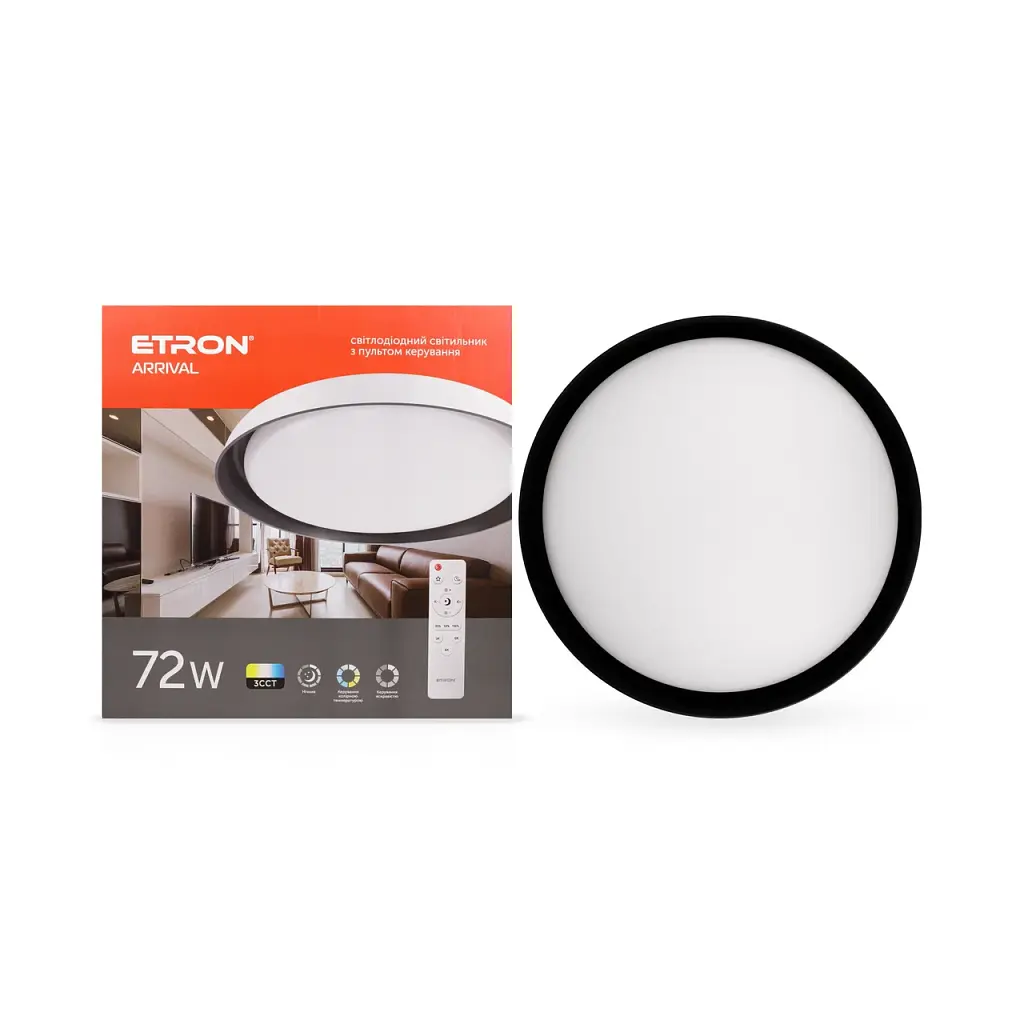 Світлодіодний світильник Smart ARRIVAL 1-ESP-2050 72W Black&White IP20 ETRON - фото 2