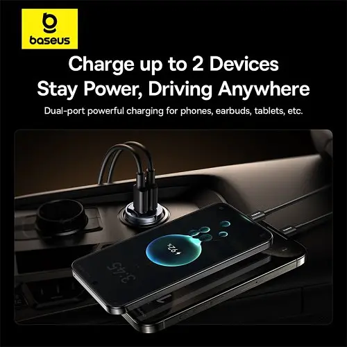 Автомобільне зарядне пристрій Baseus Tiny Star Mini Car Charger 2C 30W чорний C00035001121-03 - фото 5