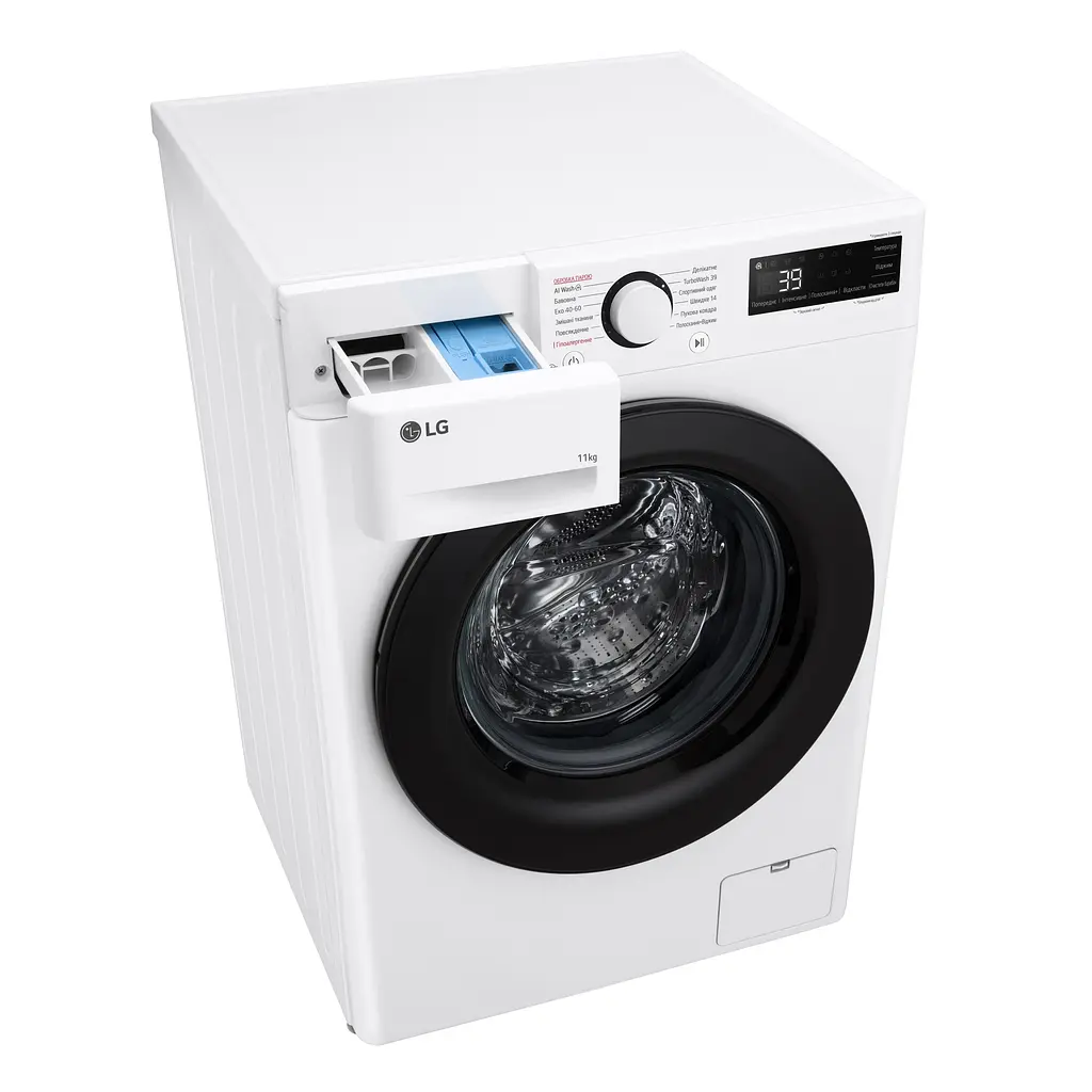 Пральна машина LG фронтальна, 11кг, 1400, A, 57см, дисплей, пара, інвертор, білий - фото 6