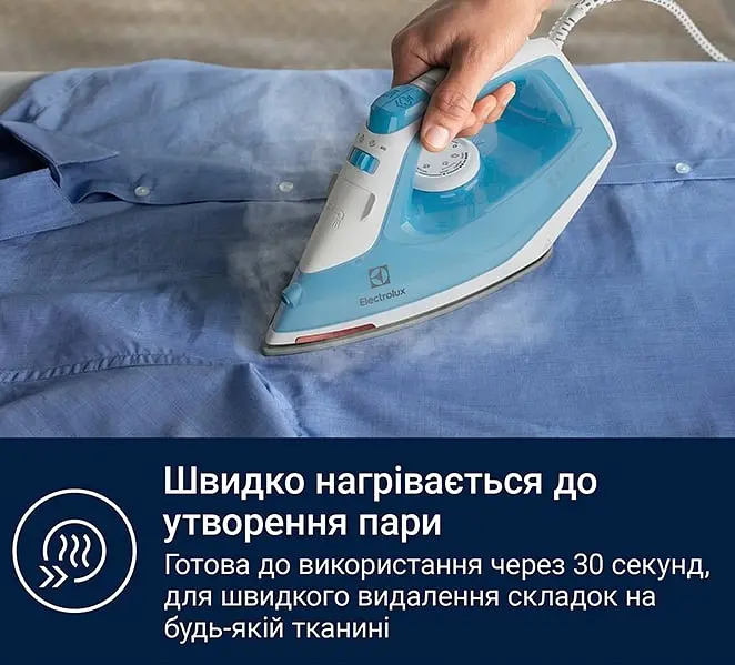 Праска Electrolux 2300Вт, 250мл, паровий удар 110гр, керамічна підошва, синьо-білий teh0016243 - фото 5