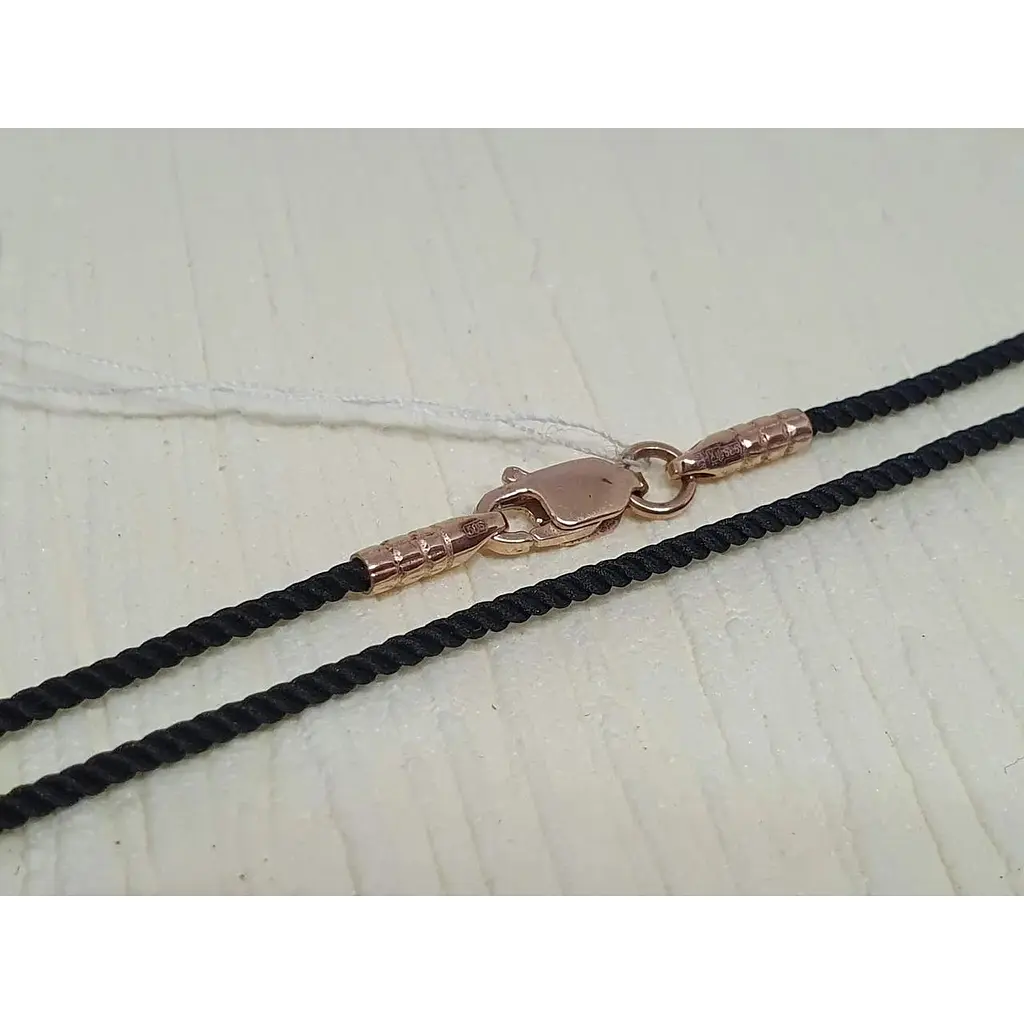 Ювелирный шелковый шнурок Golden Time с золотыми вставками. Ц2015ШЧ 45 - фото 2