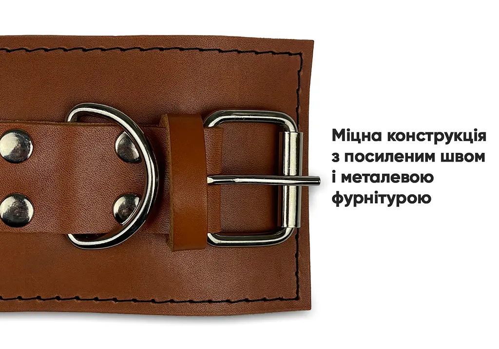Манжета EasyFit F10 для тяги на тренажері (шкіра) коричнева - фото 4