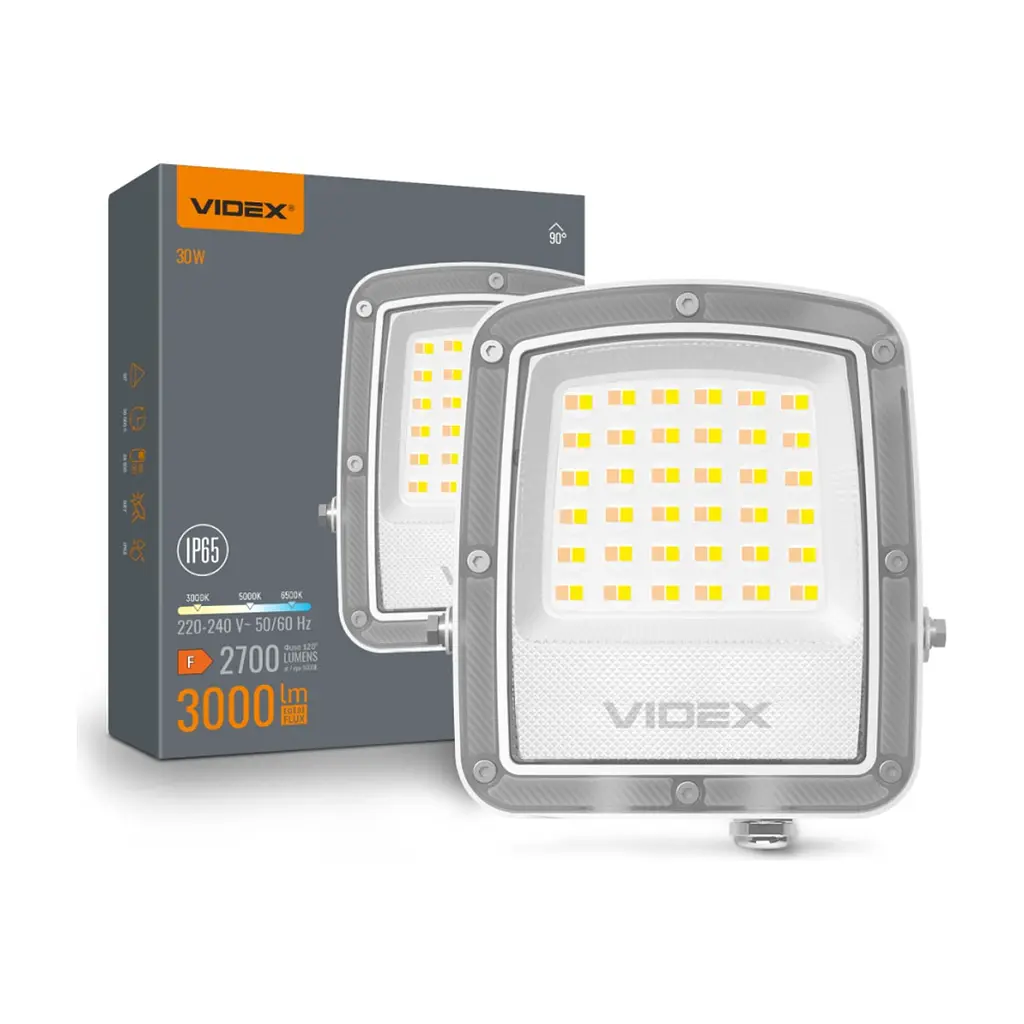 Прожектор Videx F5 30W 3000-5000-6500K 230V White (VL-F5-030CW)