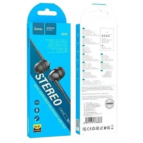 Навушники Hoco Celestial universal earphones with microphone M99 чорні - фото 10