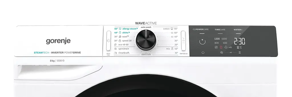 Пральна машина Gorenje з фронтальним завантаженням WEI82SDS, 8кг, 1200, A+++, Пар, глибина 55см, Дисплей, Білий (WEI82SDS) - фото 5