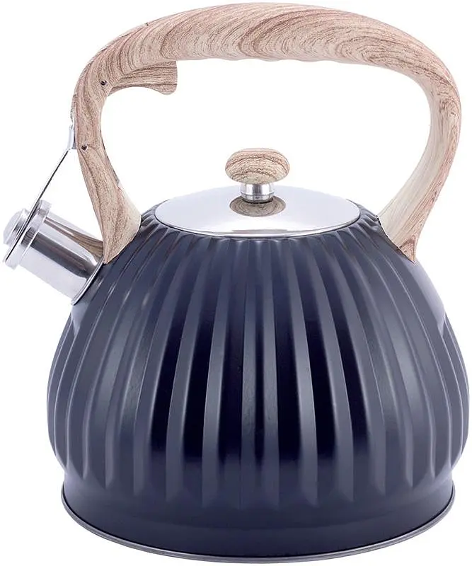 Чайник Whistling Kettle Black із нержавіючої сталі зі свистком Kamille Ø19х24.5 см kuh0006801 - фото 2