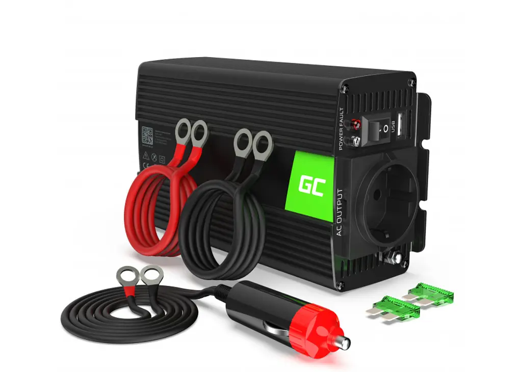 Перетворювач напруги інвертор Green Cell 12V на 230V 300W/600W Чистий синус (INV05DE)