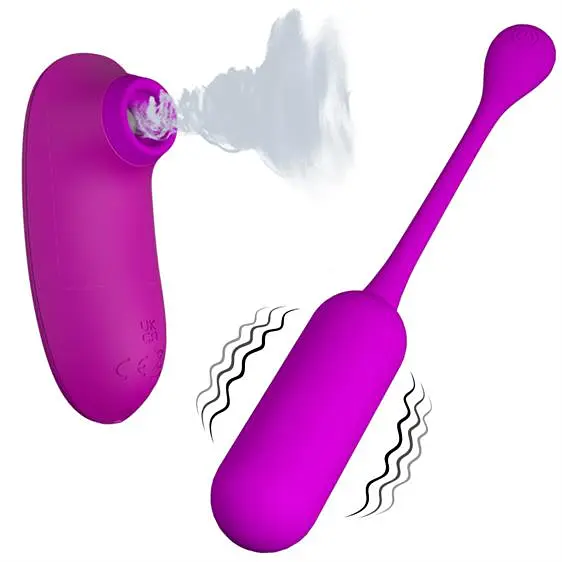 Віброяйце з кліторальним стимулятором Pretty Love Curupira Multifunctional 2 in 1 Purple - фото 2