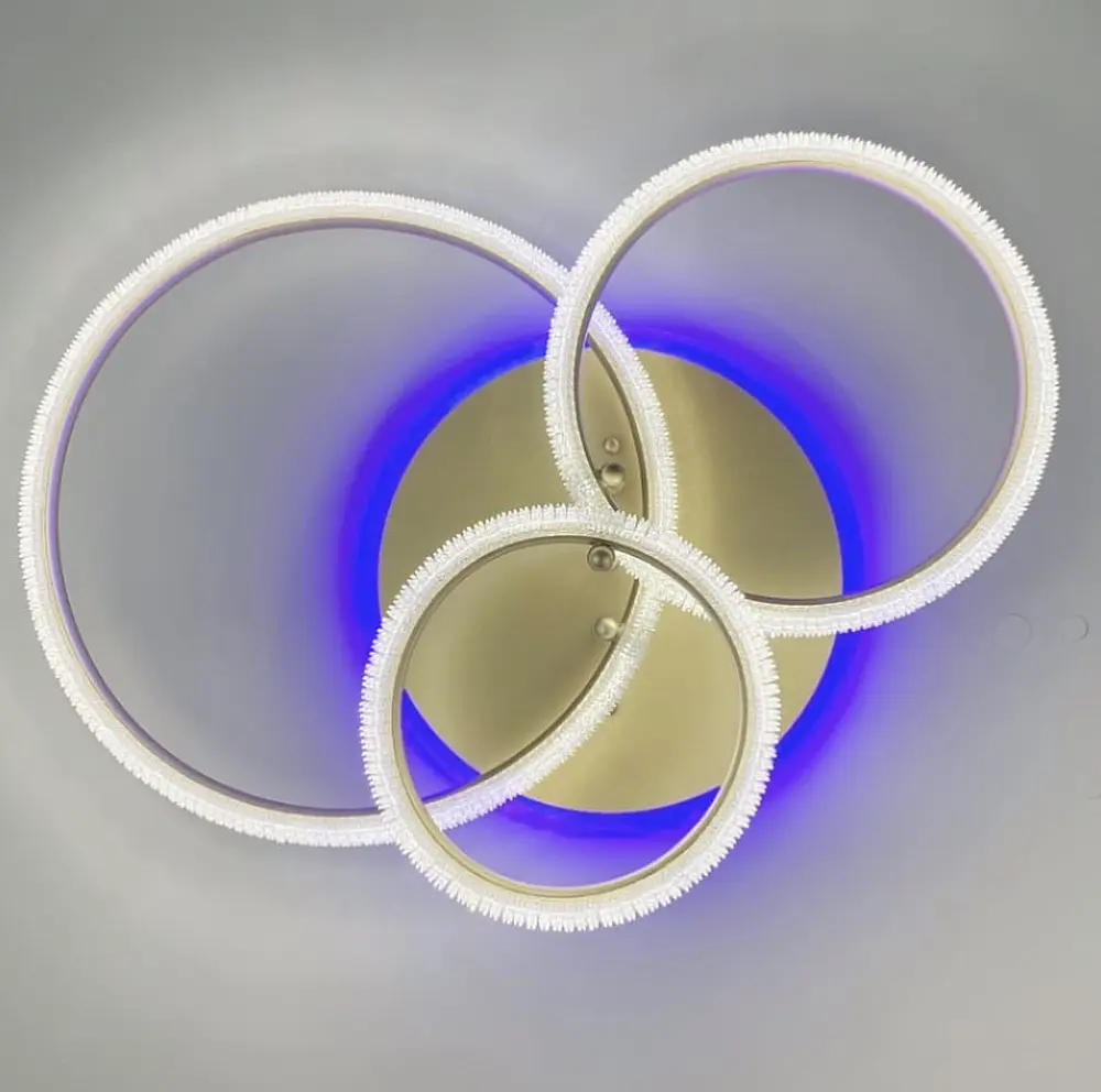 Современная светодиодная люстра на 3 кольца в золотистом корпусе с акрилом, имитирующая фактурный хрусталь Ст. A 77065/3B RGB SG | Line F - фото 3