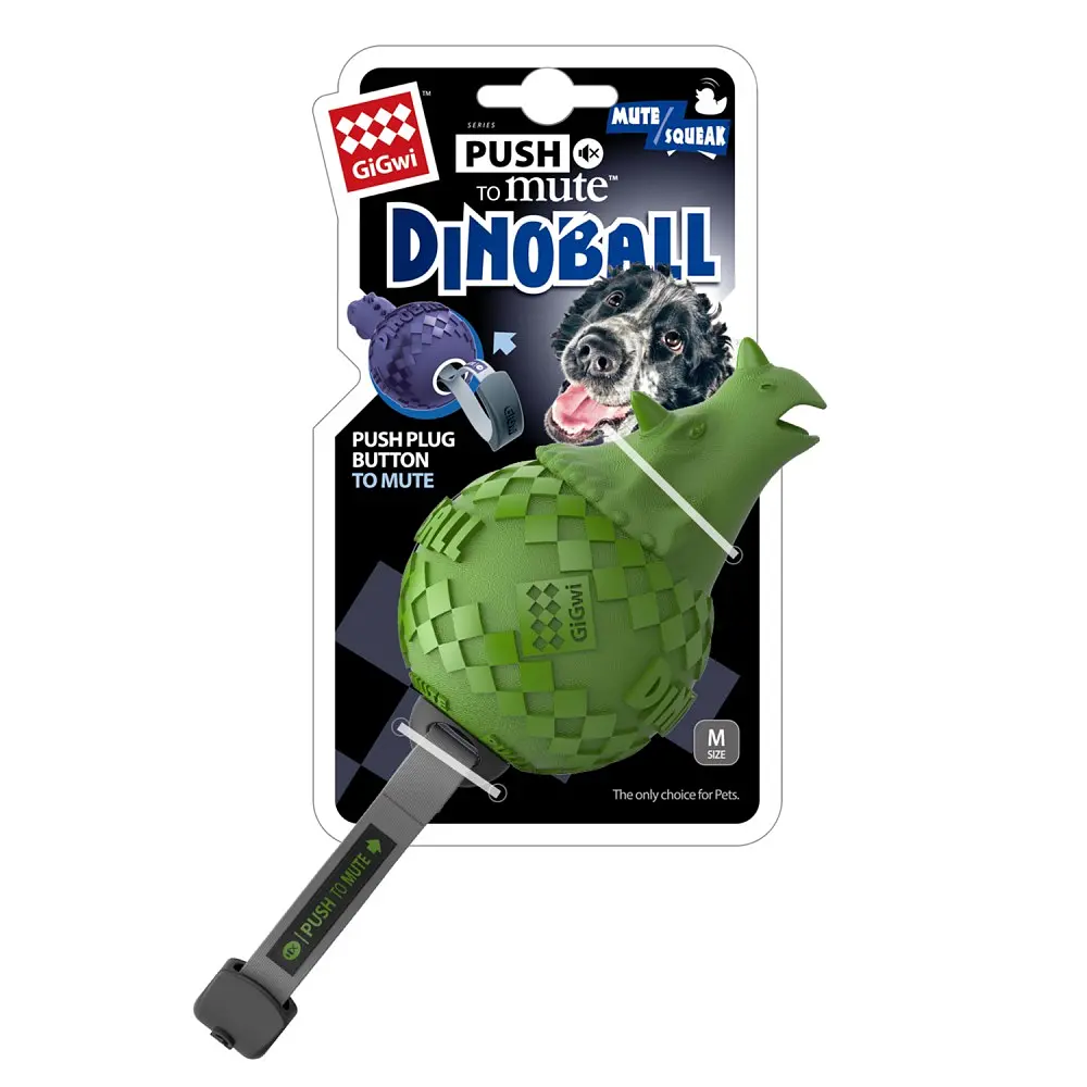 Іграшка для Собак Gigwi Dinoball Динозавр Зелений зі звуком, що відключається 14 см - фото 3