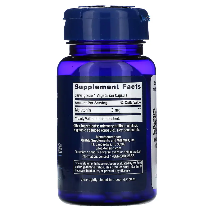 Натуральна добавка Life Extension Melatonin 3 mg, 60 вегакапсул - фото 2
