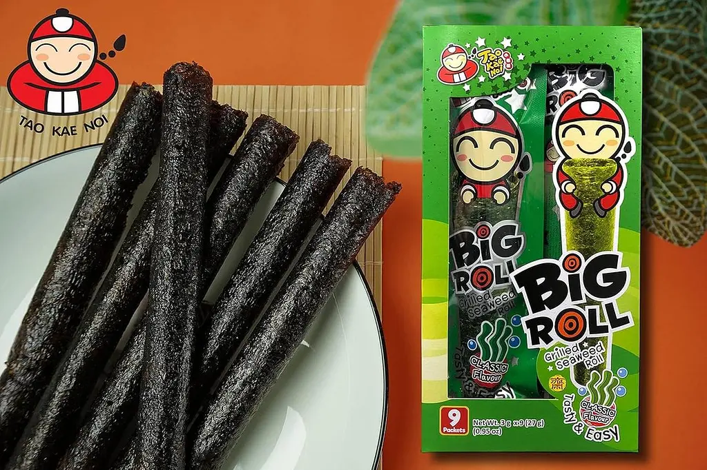 Чіпси Норі Tao Kae Noi Grilled Seaweed Big Roll Classic Flavor 9шт × 3г - фото 6
