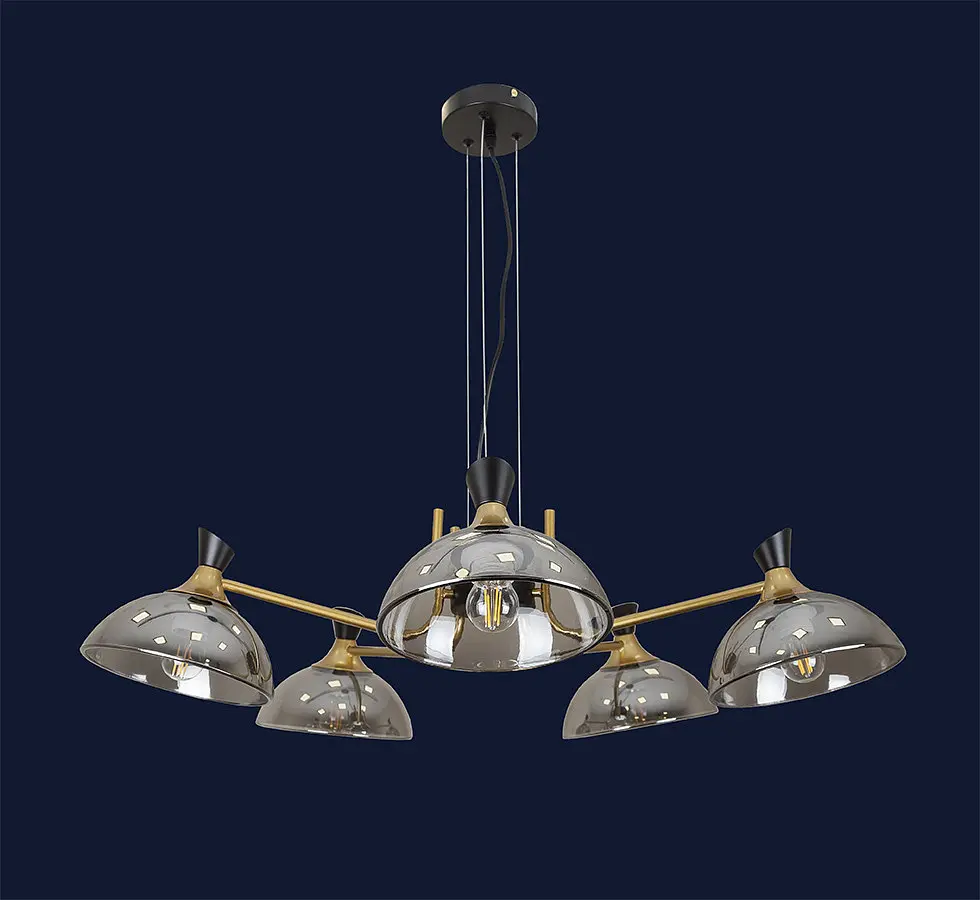 Люстра стельова Levistella 761J2012-5, 5 плафонів, E27, бронзовий та чорний метал, сучасний стиль - фото 2