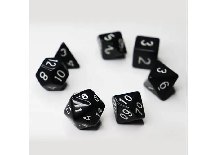 Набор кубиков Opaque 7 Dice Set - Black (w-white) , 7 шт. (g7dopaq04) - фото 3