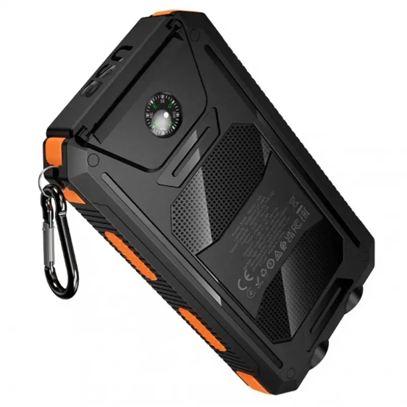 Зовнішній акумулятор павербанк універсальний HOCO J164 Platinum Solar 8000 mAh із сонячною панеллю та LED ліхтариком для телефона та гаджетів зовнішній акумулятор Power bank 22.5 Вт Чорний з помаранчевим - фото 7
