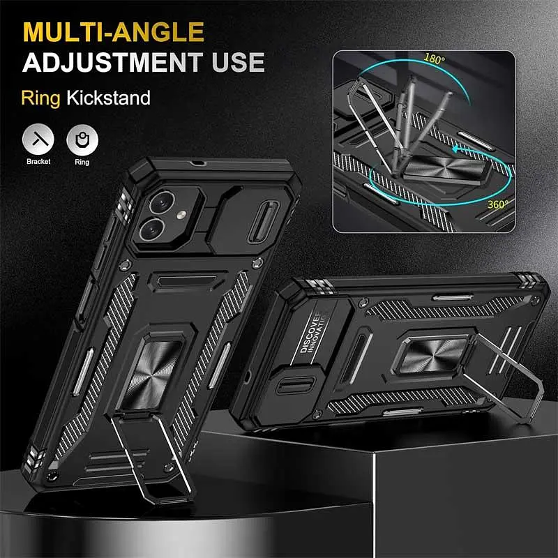 Чехол ударопрочный Epik Camshield Army Ring для Samsung Galaxy A07 Черный/Black - фото 2