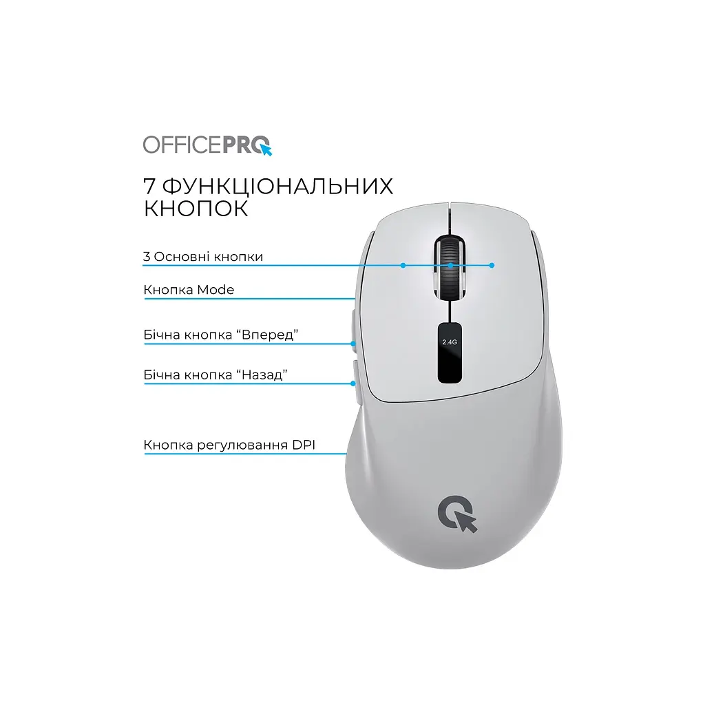 Мишка OfficePro M398G Wireless/Bluetooth Gray (M398G) - фото 5